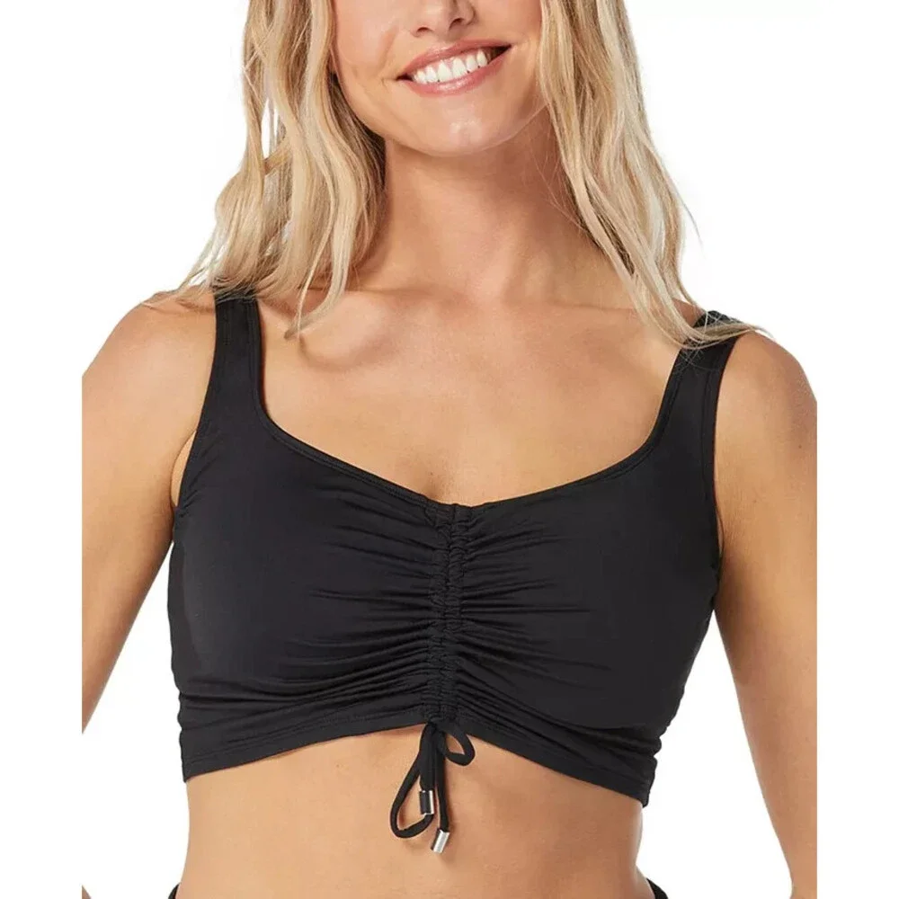 Coco Reef Womens Elevate Bra-Sized Shirred Bikini Top Black size 40C